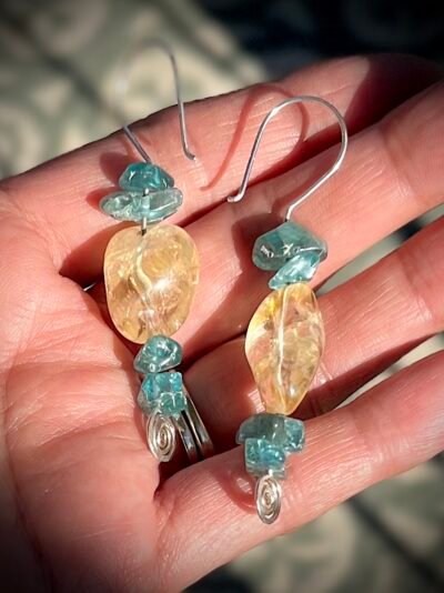 Citrine and Apatite Sterling Silver Earrings - Image 8