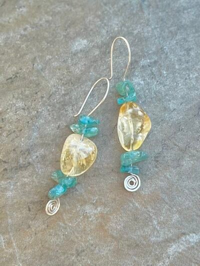 Citrine and Apatite Sterling Silver Earrings