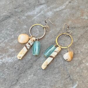 Coral bamboo and Citrine Earrings