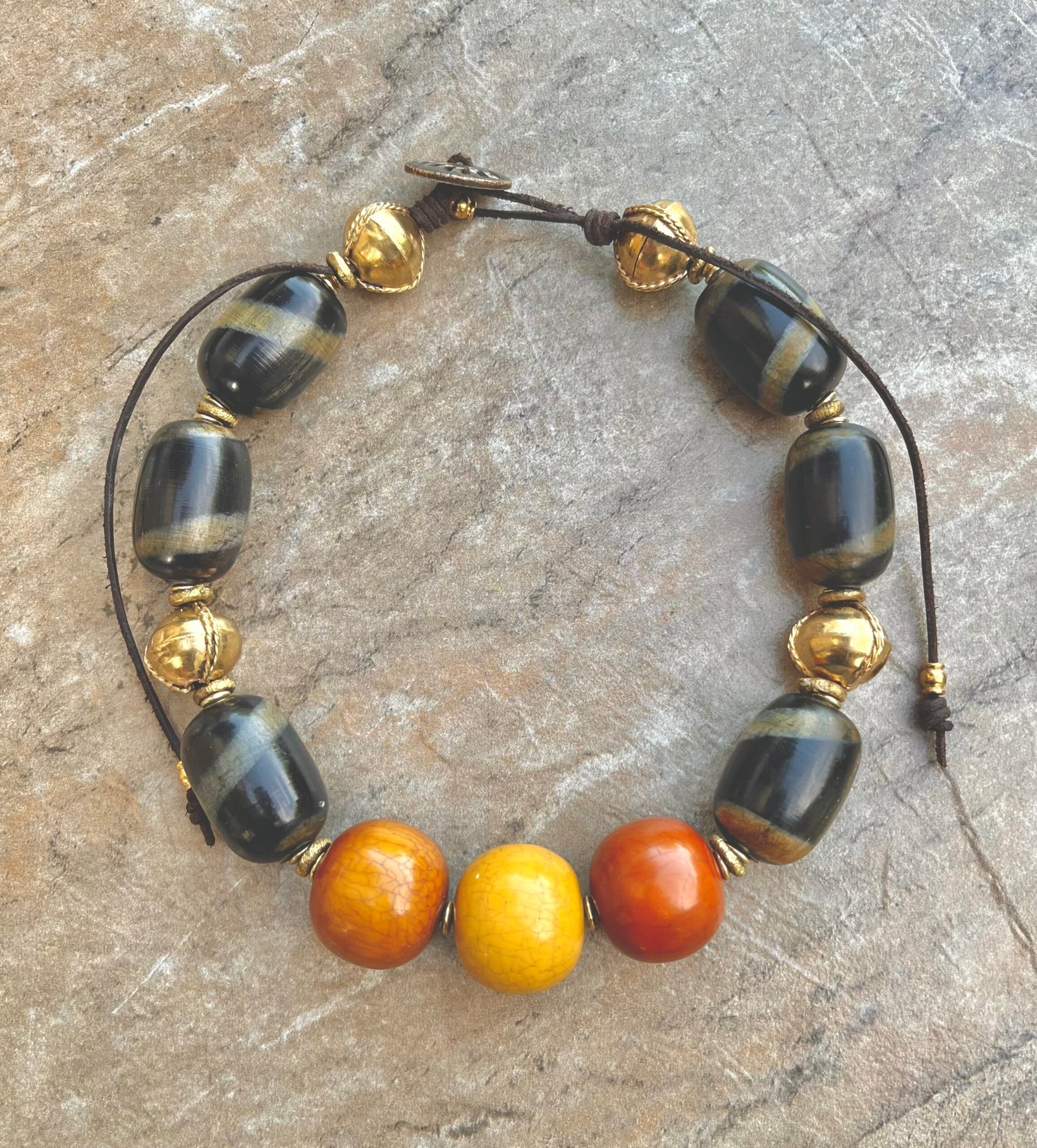 African Carved Horn Necklace