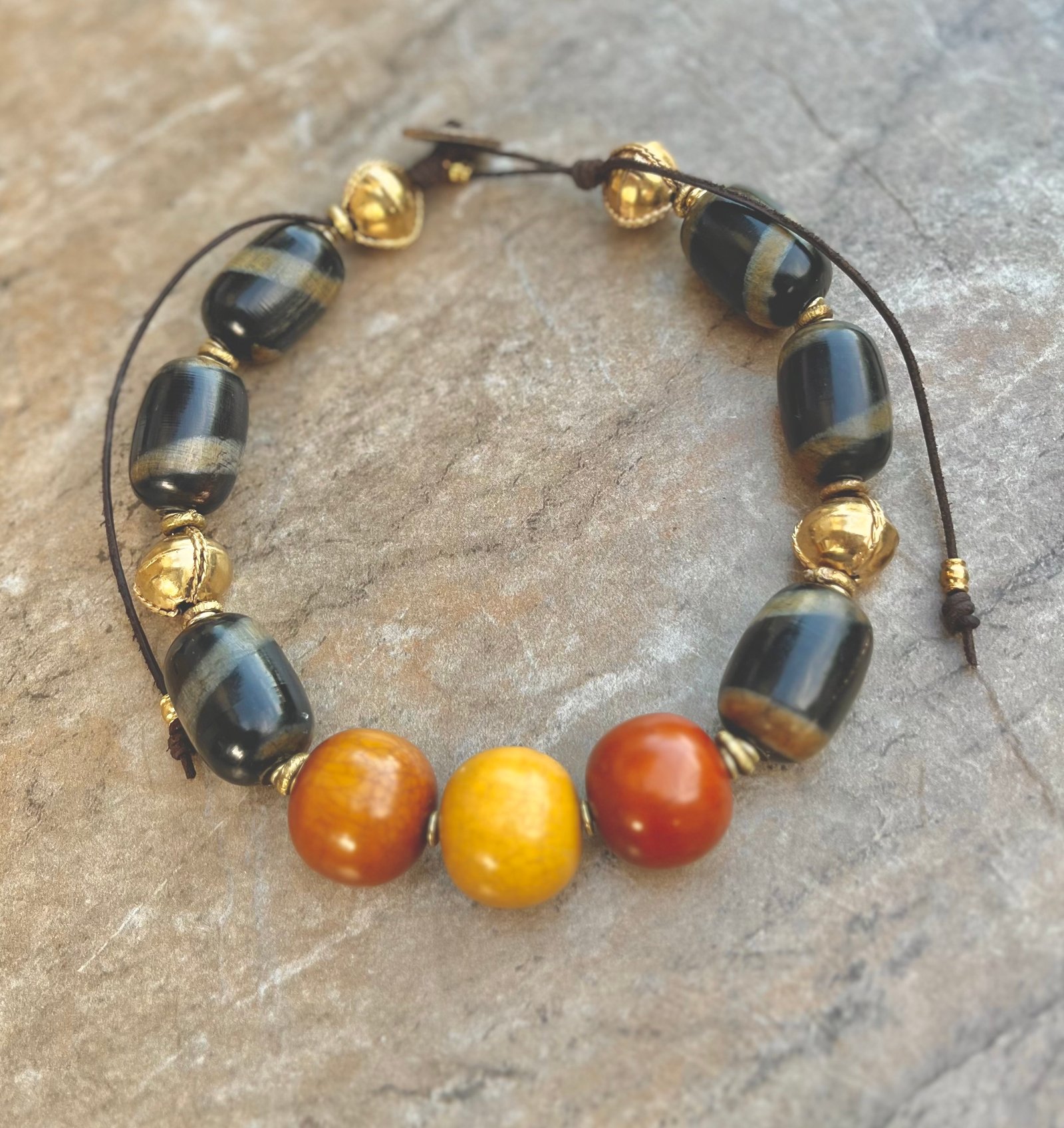 African Carved Bone Necklace