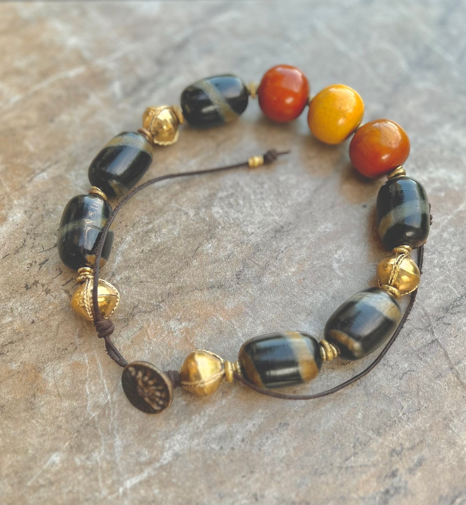 African Carved Horn Necklace - Image 7