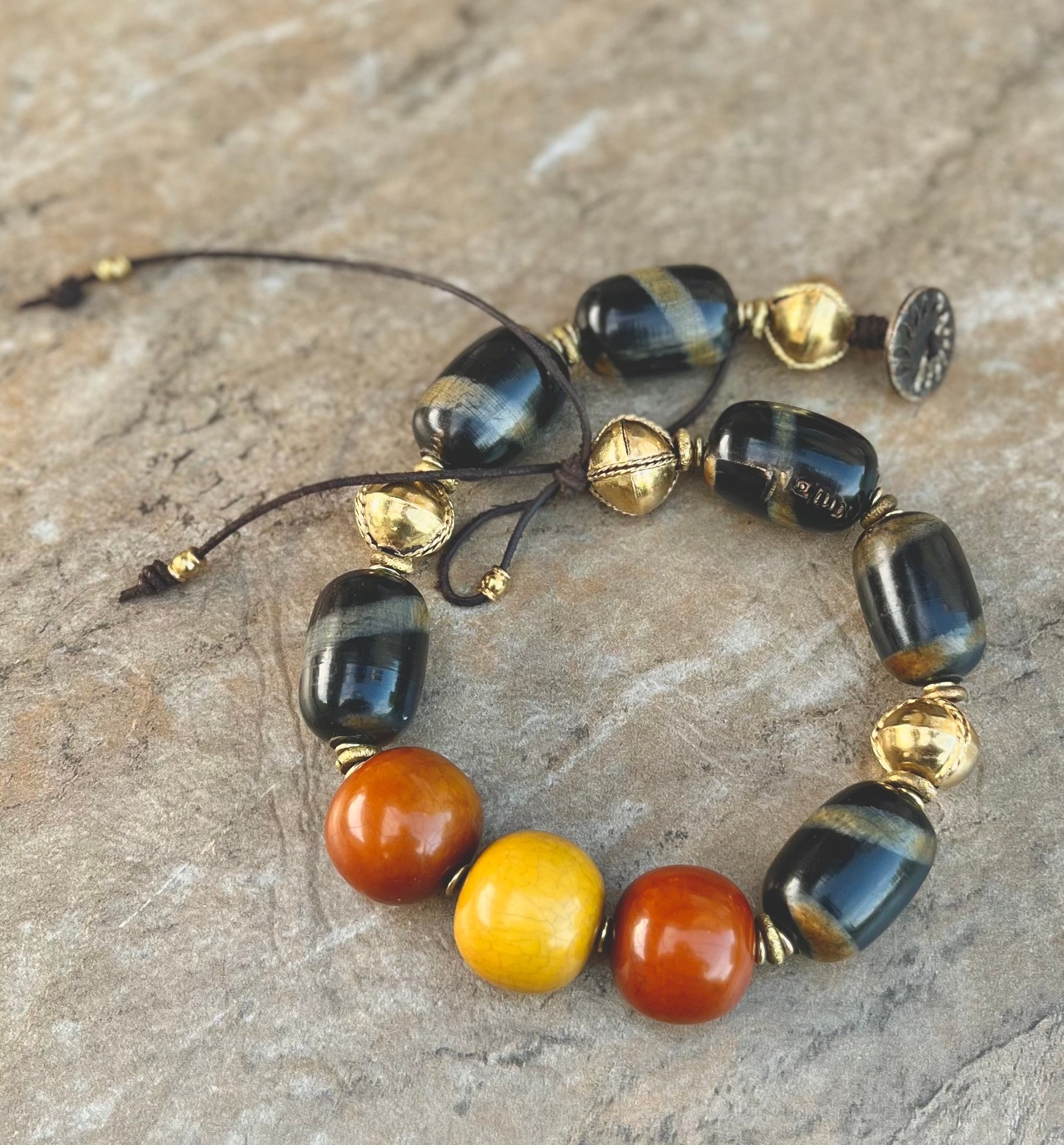 African Carved Horn Necklace - Image 3
