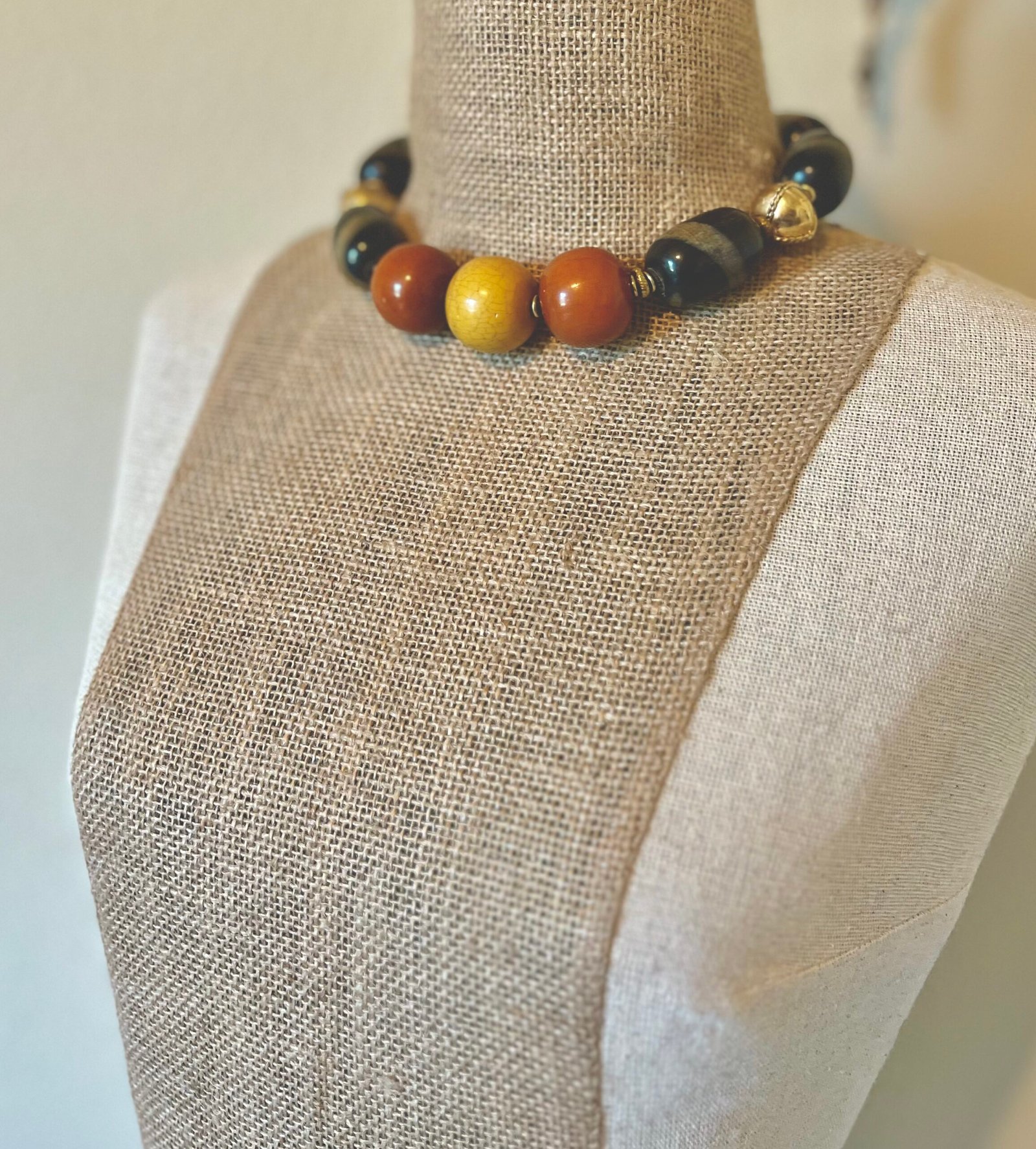 African Carved Horn Necklace - Image 11
