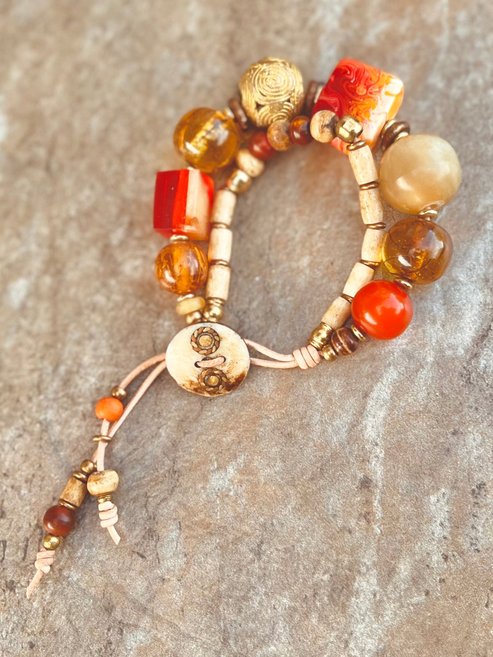 Multi Beaded Vintage Resin Boho Bracelet - Image 12