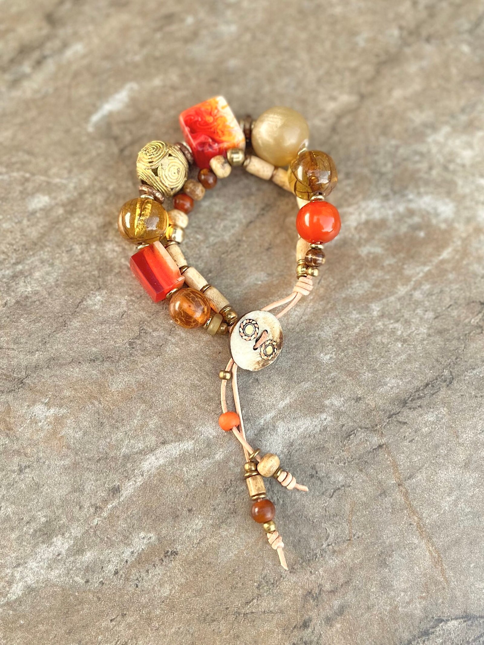 Multi Beaded Bracelet Vintage Resin