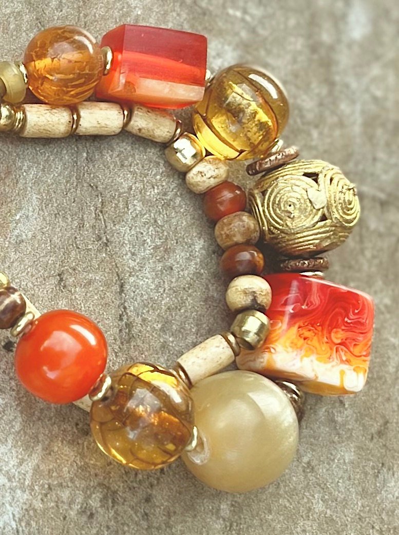Multi Beaded Vintage Resin Boho Bracelet - Image 4