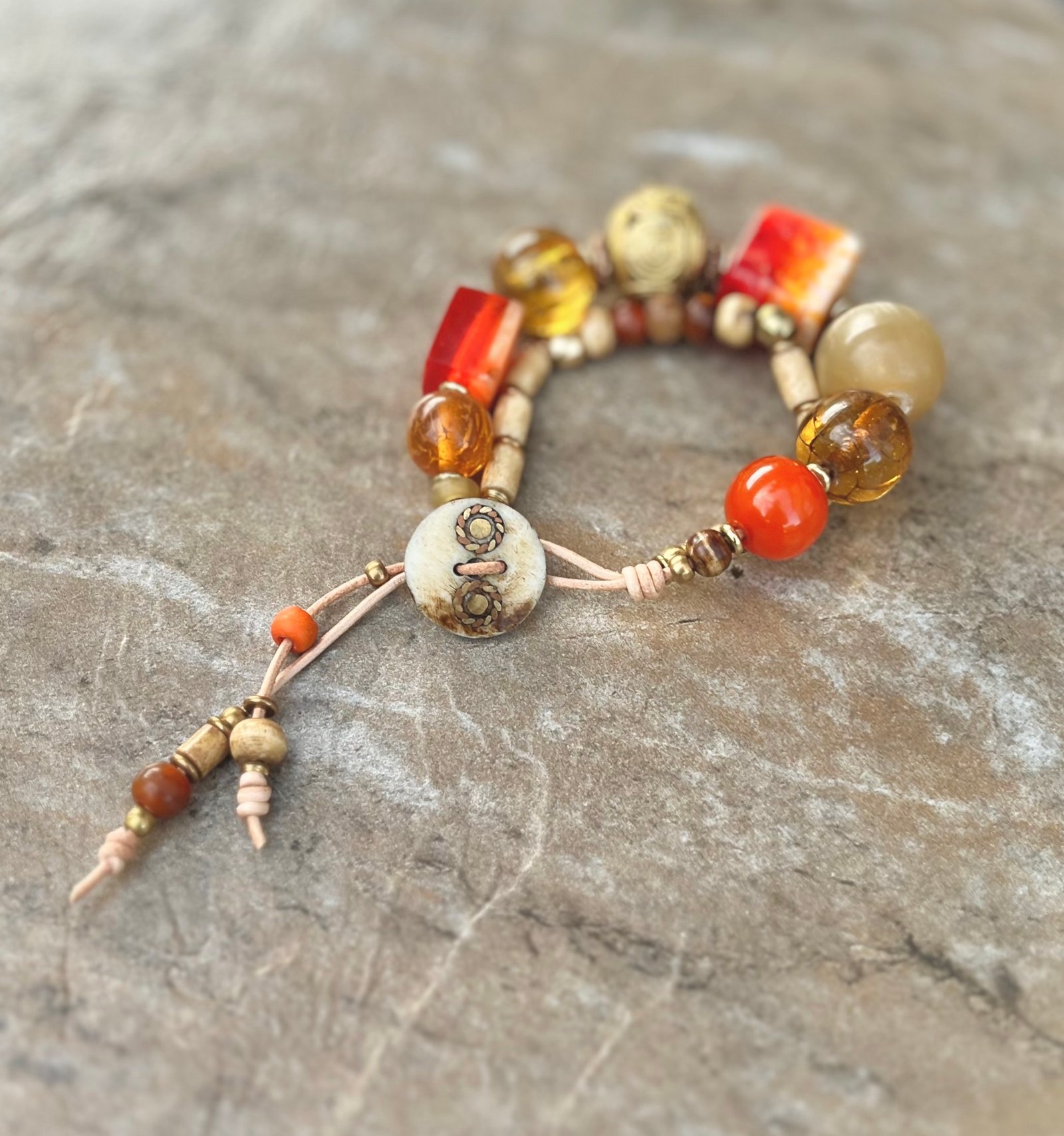 Multi Beaded Vintage Resin Boho Bracelet - Image 5