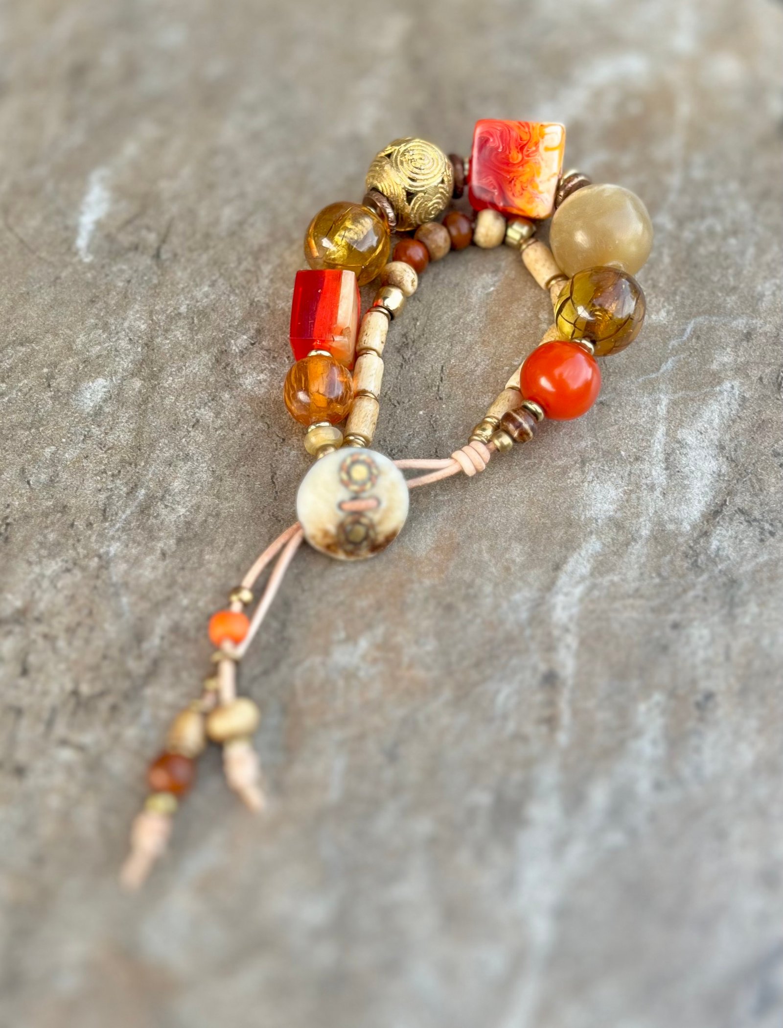 Multi Beaded Vintage Resin Boho Bracelet - Image 8
