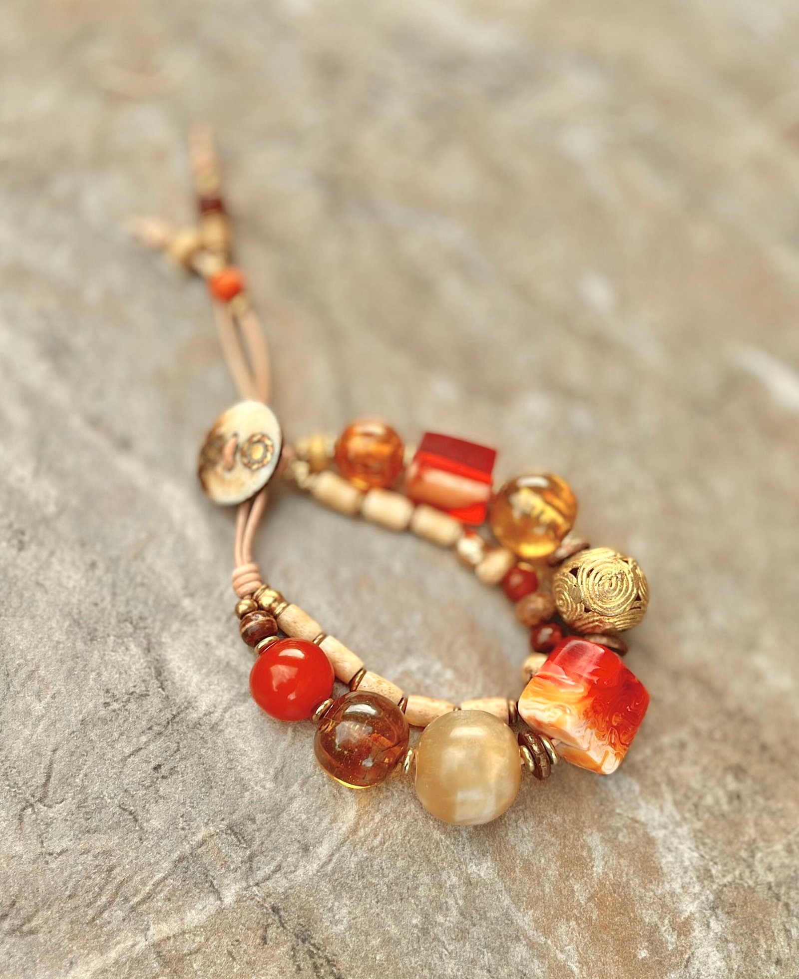 Multi Beaded Vintage Resin Boho Bracelet - Image 7