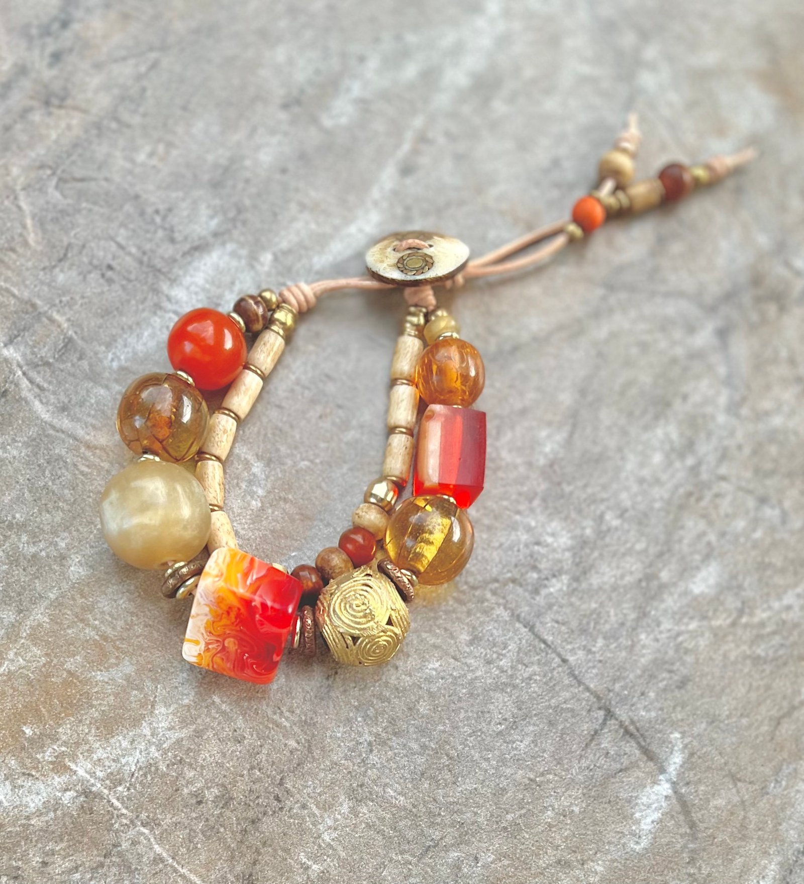 Multi Beaded Vintage Resin Boho Bracelet - Image 11