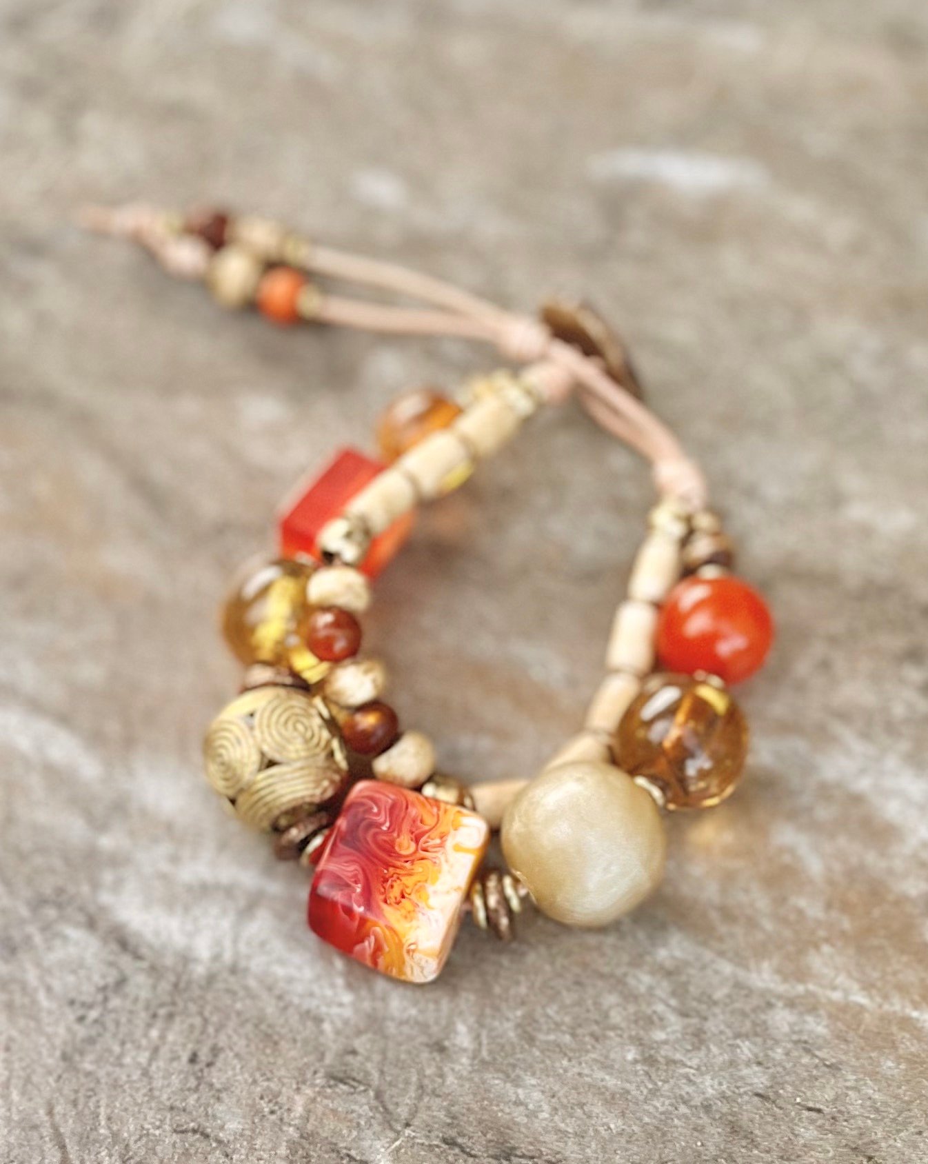 Vintage Resin Multi Beaded Bracelet