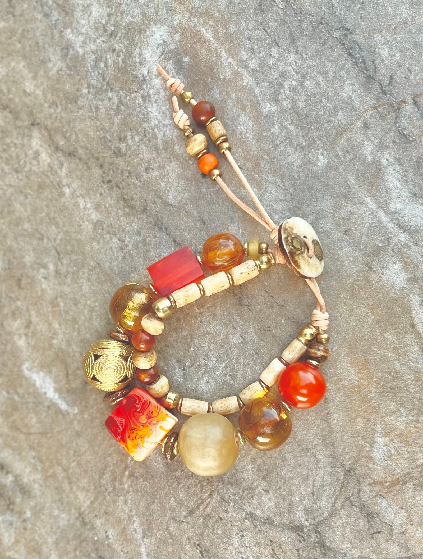 Multi Beaded Vintage Resin Boho Bracelet - Image 6