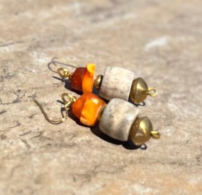 African Tribal Inspired Amber Earrings