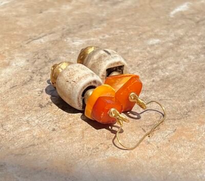 African Tribal Inspired Amber Earrings - Image 5