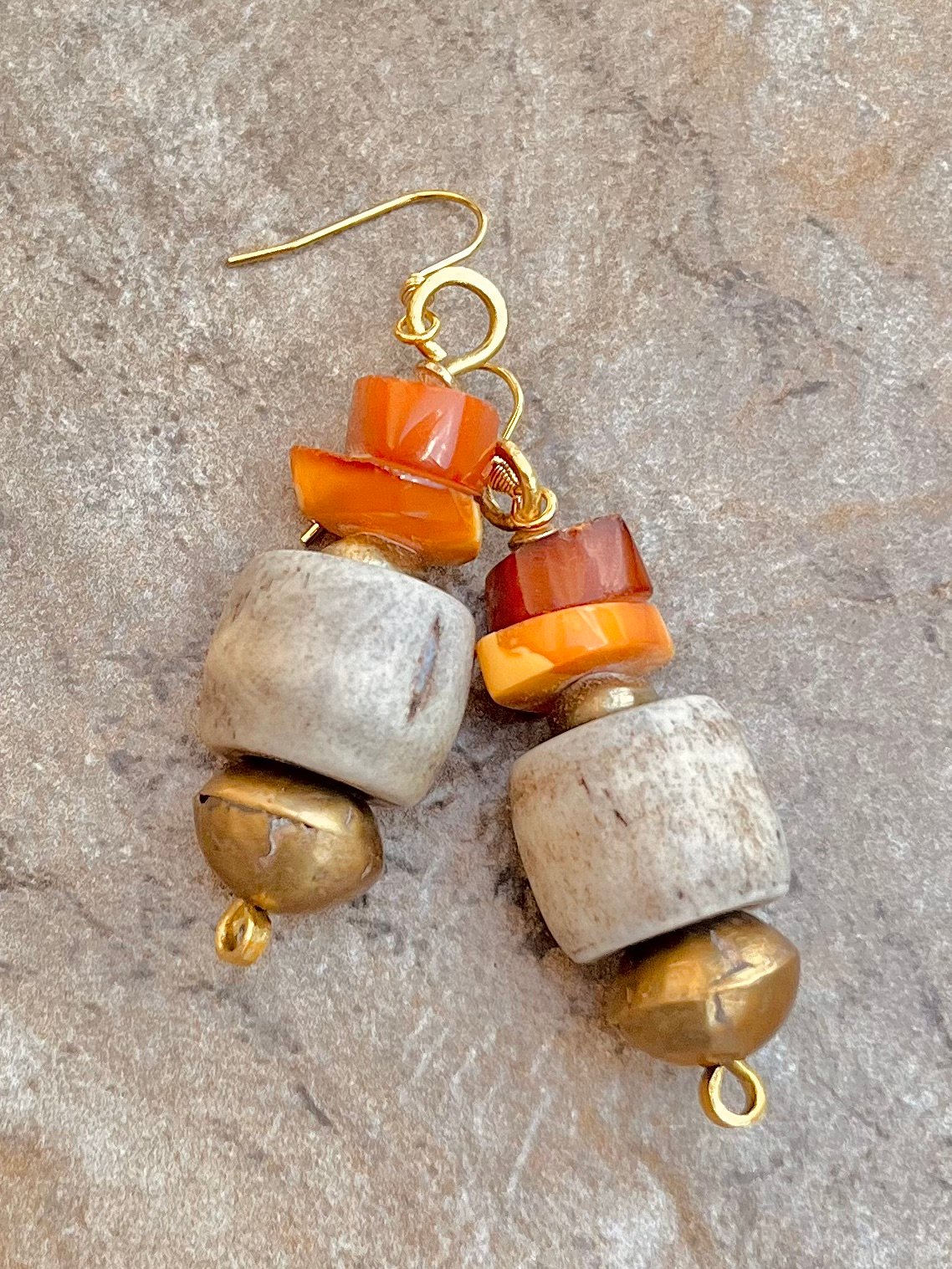 African Tribal Inspired Amber Earrings - Image 9