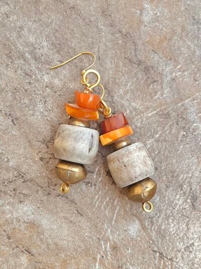 African Tribal Inspired Amber Earrings - Image 6