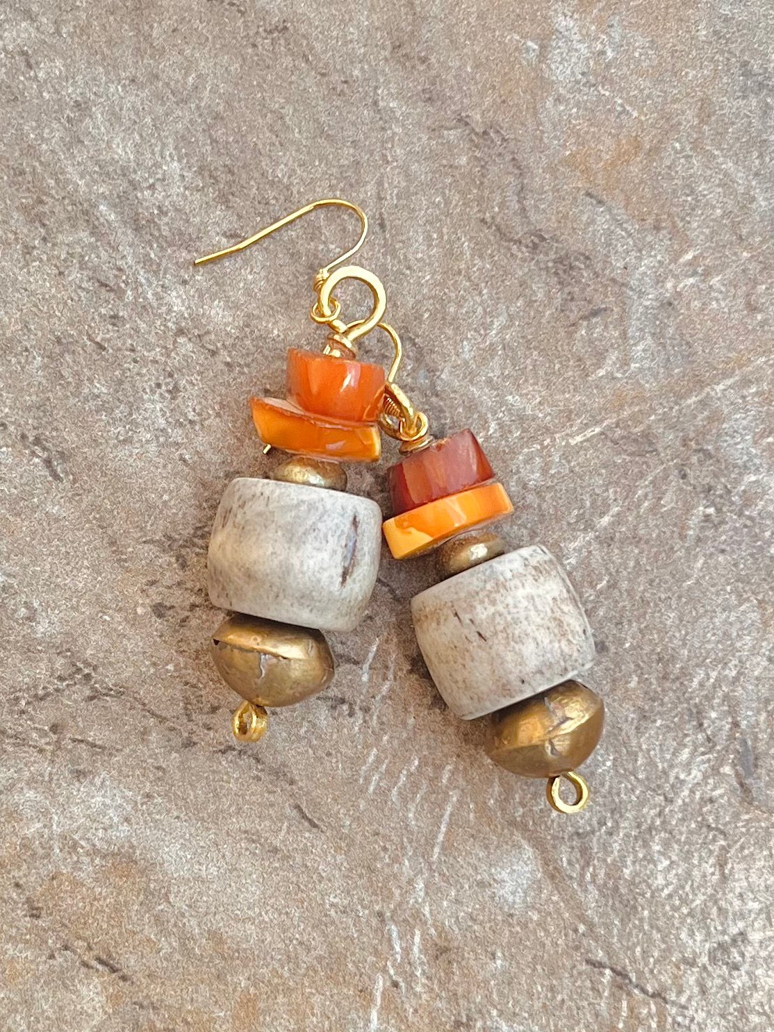 African Tribal Inspired Amber Earrings - Image 6