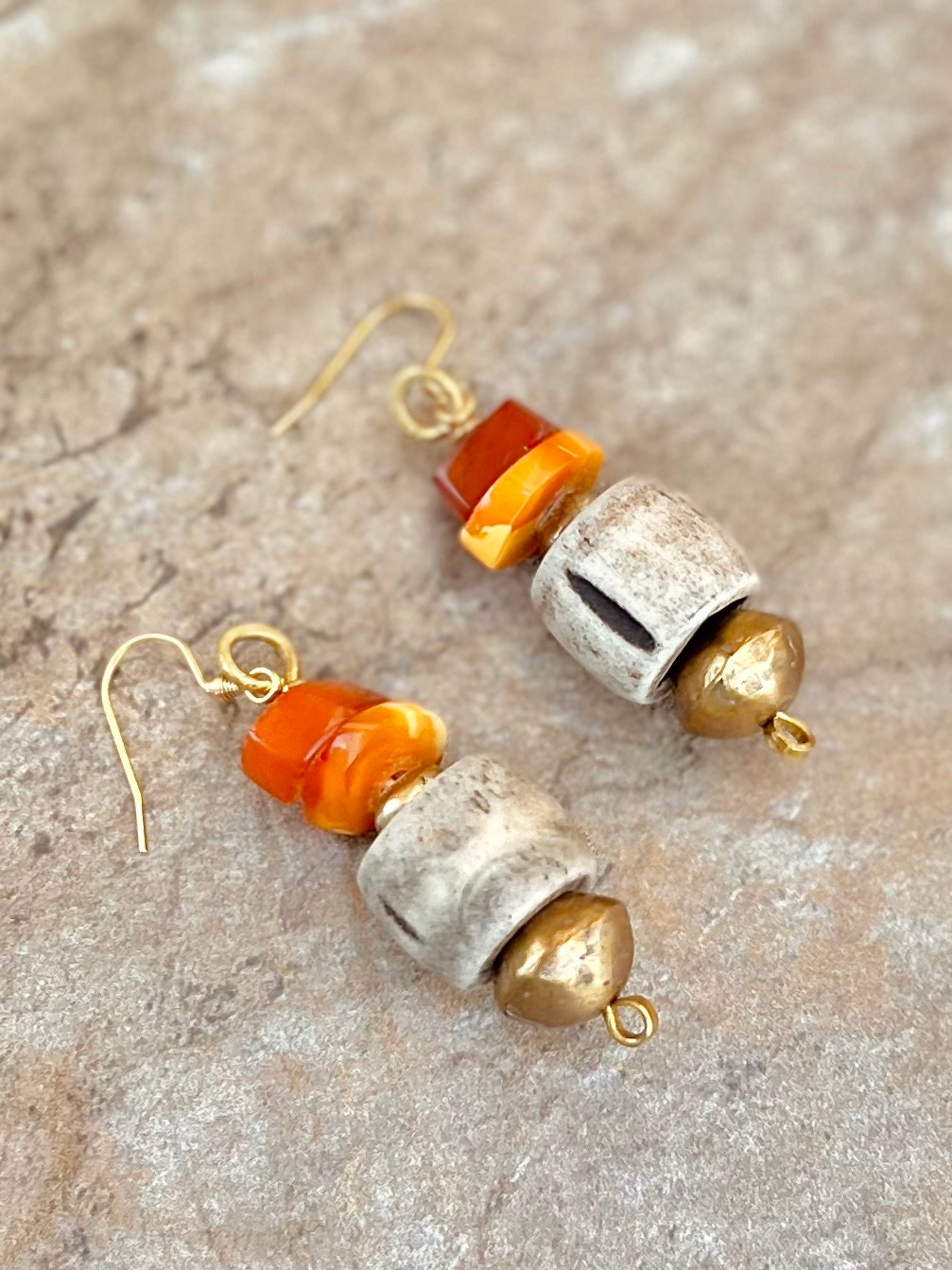 African Tribal Inspired Amber Earrings - Image 8