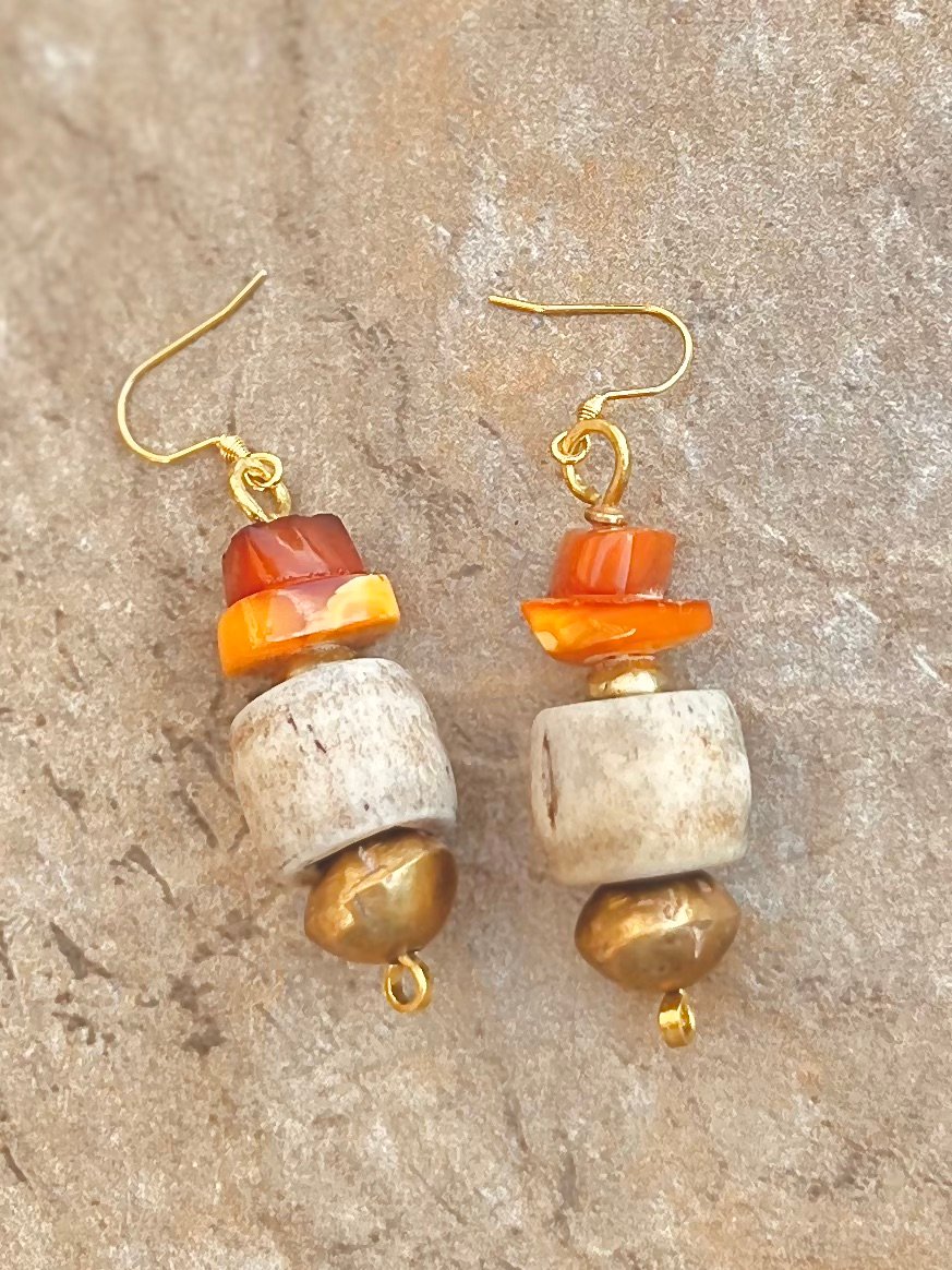 African Tribal Inspired Amber Earrings - Image 13