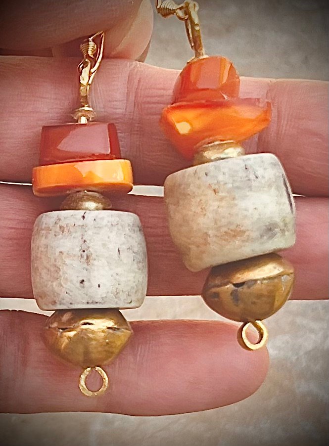 African Tribal Inspired Amber Earrings - Image 10