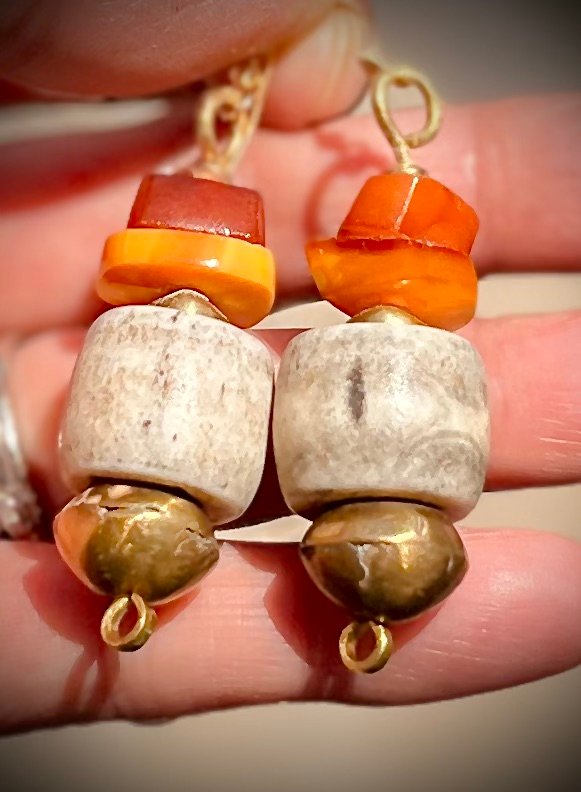 African Tribal Inspired Amber Earrings - Image 7