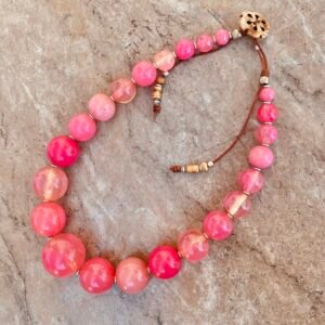 Pink Art Deco Resin Necklace