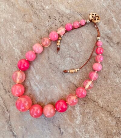 Pink Art Deco Resin Necklace