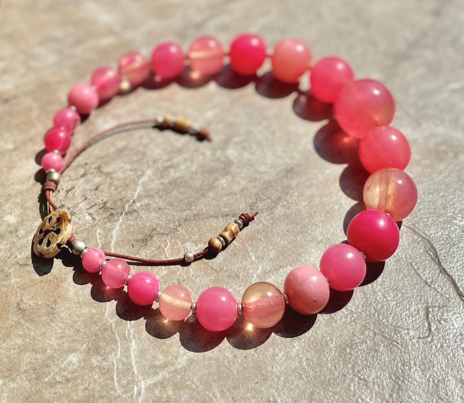 Pink Art Deco Resin Necklace - Image 9