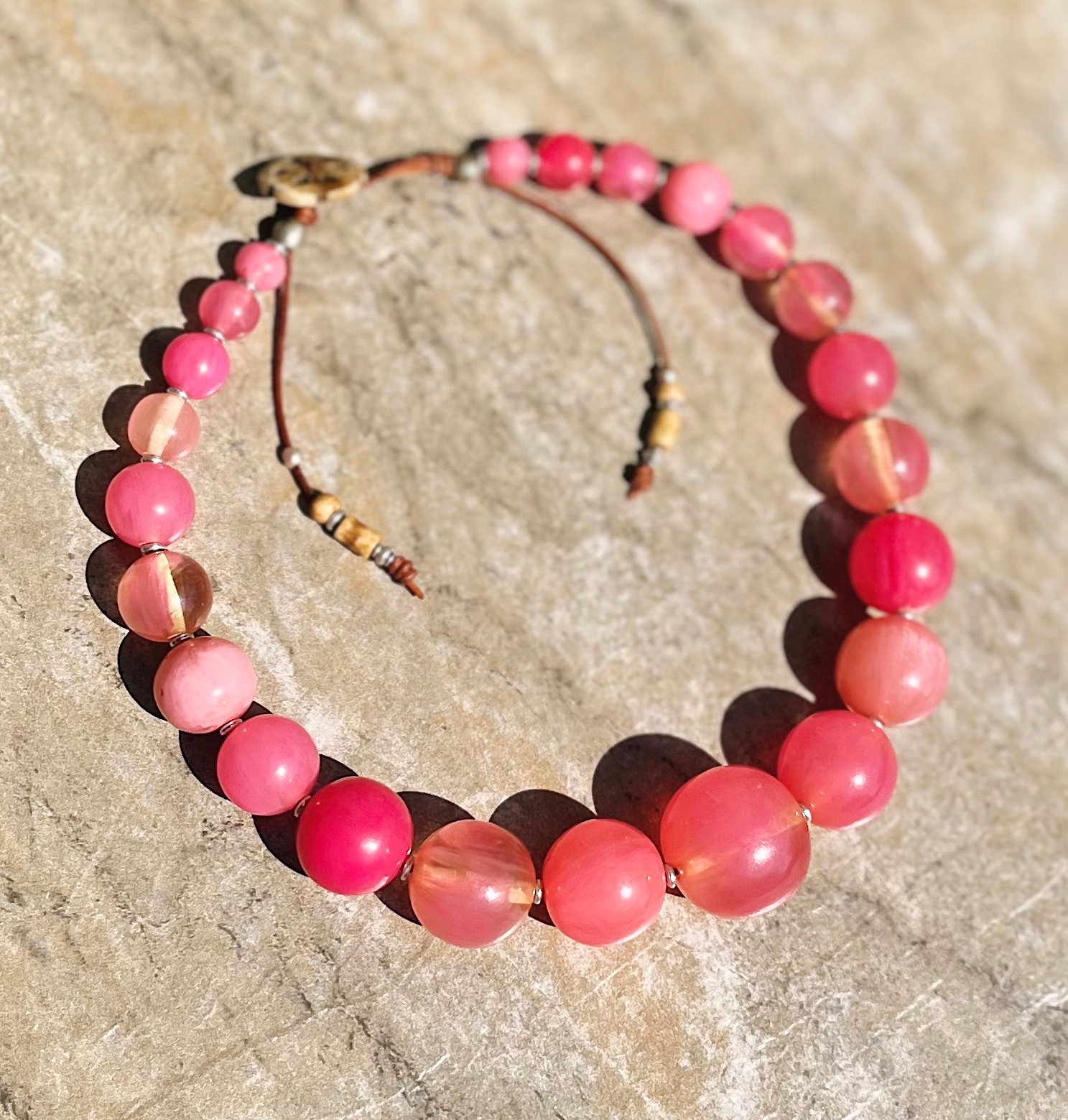 Pink Art Deco Resin Necklace - Image 7
