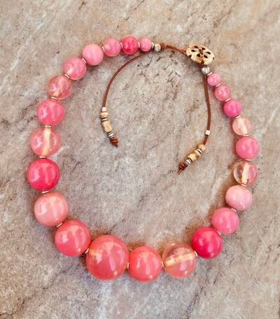 Pink Art Deco Resin Necklace - Image 11