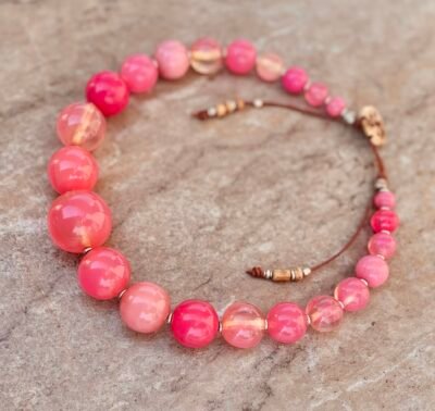 Pink Art Deco Resin Necklace - Image 2
