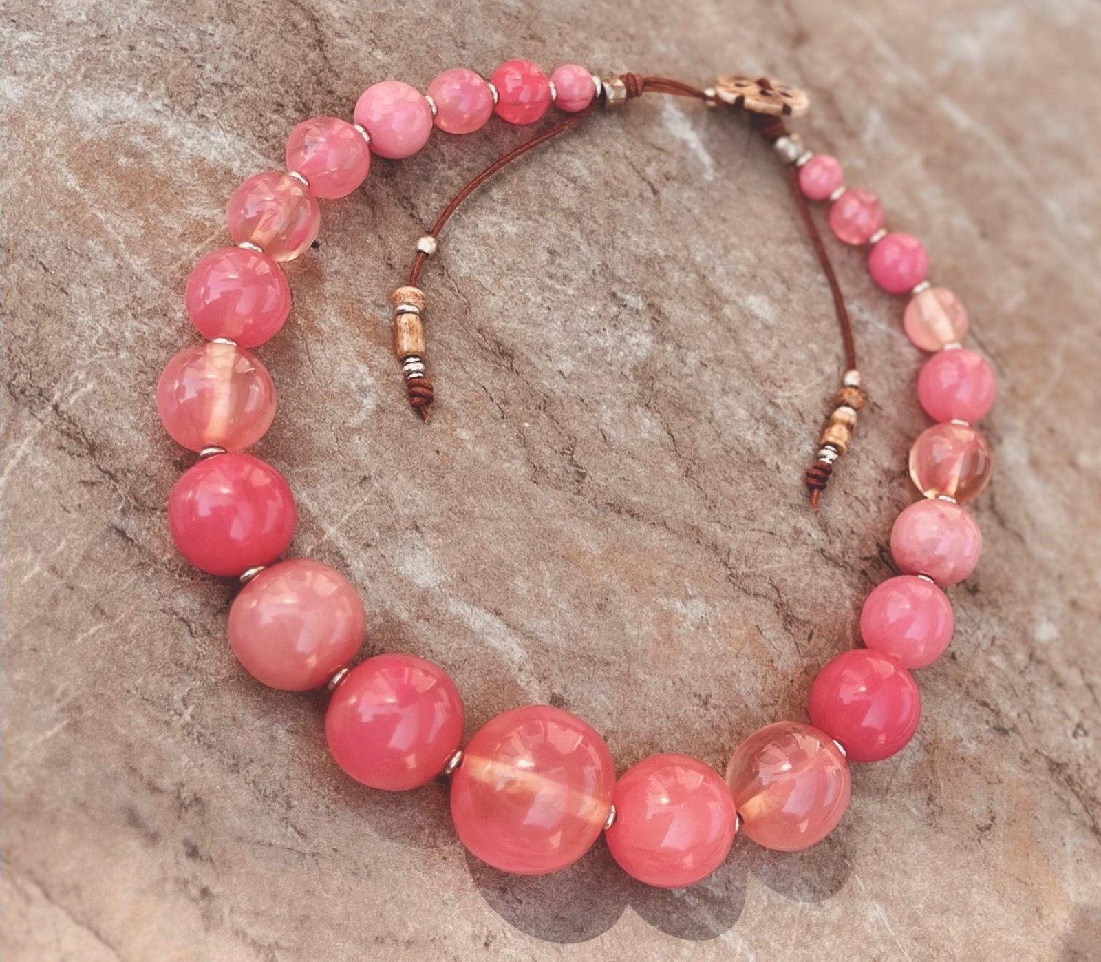 Pink Art Deco Resin Necklace - Image 18