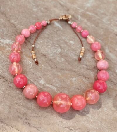 Pink Art Deco Resin Necklace