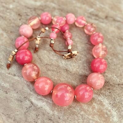 Pink Art Deco Resin Necklace - Image 14