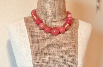 Pink Art Deco Resin Necklace - Image 15